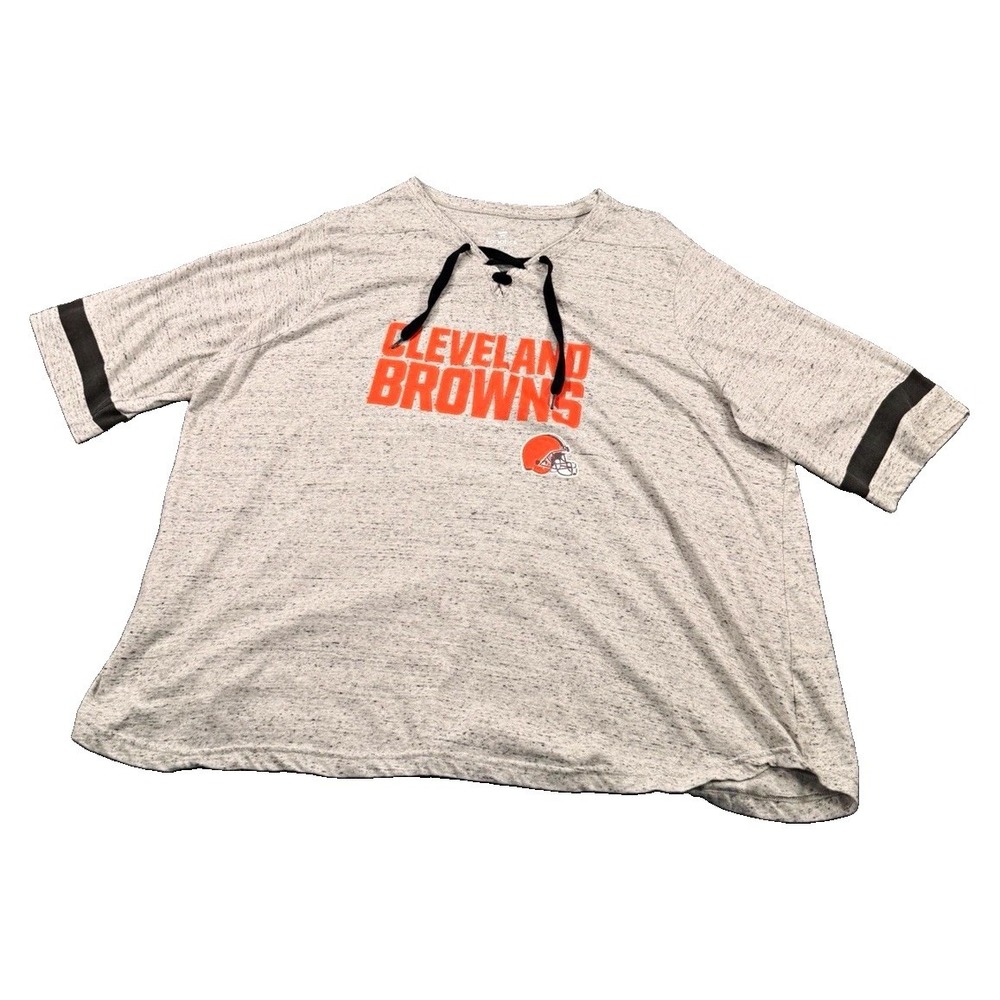 Fanatics Cleveland Browns NFL Gray Lace-Up Short Sleeve T-Shirt Size 4X